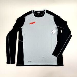 HOKA ONE ONE MEN'S PERFORMANCE LONG SLEEVE CONTRAST COLORS CREW NECK REFLECTIVE